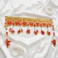 Toran de porte traditionnel fait main avec perles, décoratif, style Bandhanwar, à suspendre au mur pour les festivals, les mariages et l'entrée de la maison