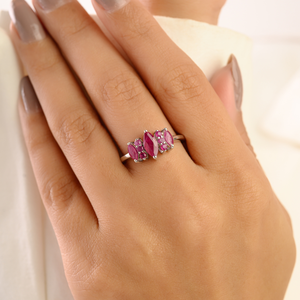 925 Sterling <b>Silver</b> Ruby Marquise Cluster Women's Elegant Classy Wedding <b>Statement</b> <b>Ring</b> OEM ODM Wholesale High Polish Rhodium - Product Image 4