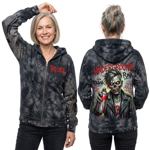 Sudadera con capucha morada con lavado ácido y diseño de calavera Soundwave para mujer, con gráfico de frecuencia de audio, estilo pullover, personalizada, con efecto desgastado y temática musical - Product Image 2