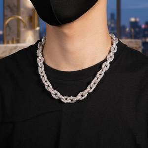 Collar de Cadena de Plata 925 con Eslabones Cubanos Estilo Hip Hop, Joyería de Diamantes Moissanite para Hombre - Product Image 2