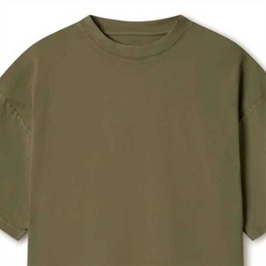 Camiseta de Manga Corta para Hombre, Color Verde Oliva, Talla Grande, Cuello Redondo, 100% Algodón, Estilo Casual, Color Sólido, Tejido Jersey, Tinte Liso - Product Image 3