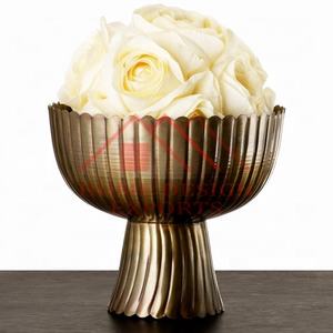 Bol à fleurs sur piédestal en aluminium nickelé pour centre de table de mariage Bol à fruits le plus vendu pour la décoration intérieure/Dernier design brut - Product Image 3