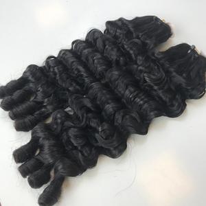 Cabello crudo vietnamita Venta al por mayor directa Super Doble dibujado Fancy Curly Estilo natural Color Piel Tipo de trama - Product Image 4