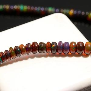 925 <b>Sterling</b> <b>Silver</b> Black Ethiopian Opal Necklace with 3mm Rondelle <b>Beads</b> Quality Lock Shape Rondelle - Product Image 3