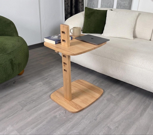 Table d'appoint réglable en bois foncé pour ordinateur portable, en hêtre massif, support portable pour ordinateur, table de travail de chevet - Product Image 5