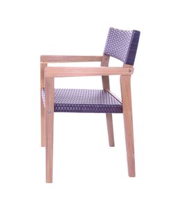 Premium Acacia <b>Wood</b> Dining <b>Chair</b> with Rattan Backrest | Durable Outdoor Seating for Patio, <b>Garden</b> & Hotels - Product Image 4