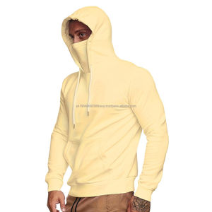 Sudadera con capucha de algodón pesado con parches y doble capucha con cremallera, estilo balaclava, con efecto lavado ácido, diseño de hombre ninja enmascarado, 2026 - Product Image 1