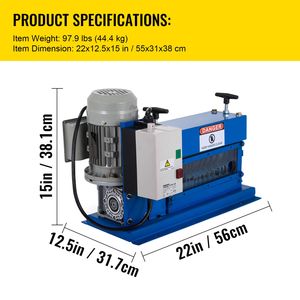 Spellatura Fili Elettrici in Rame a 11 Canali per Fili da 18-1" OD, 10 Lame, Riciclo Efficiente di Rottami Metallici - Product Image 6