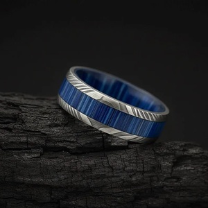 Hot Selling Handmade Wood Damascus Steel <b>Ring</b> for Men Women Wedding Band Fashion Party <b>Ring</b> Custom Latest Design OEM Supplier - Product Image 5