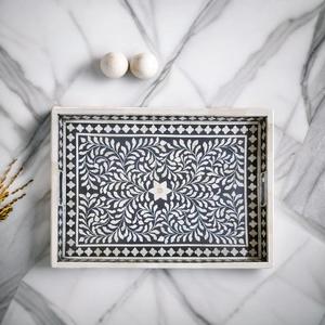 Plateau Feng Shui de Luxe Fait Main Écologique avec Incrustations en Os – Design Décoratif Élégant, Qualité Supérieure pour la Maison et la Cuisine (Idéal pour Servir) - Product Image 2