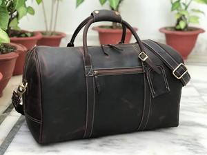 Bolsa de Viaje de Cuero Genuino, Estilo Retro, para Fin de Semana, para Hombre y Mujer, Gran Capacidad, Portátil, Ligera, Equipaje de Cabina - Product Image 3