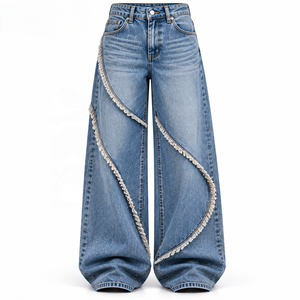 Fournisseur en gros de jeans pour femmes en denim stretch délavé foncé, marque privée pour les détaillants de mode, tailles S-XL, faible MOQ en gros - Product Image 5