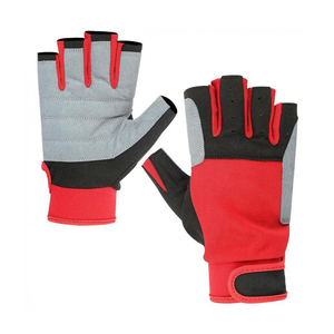 Gants de sport demi-doigts gris, rouge, noir en polyester unisexe pour sports nautiques toutes saisons, à enfiler, dernière collection, pour la voile sans doigts - Product Image 3