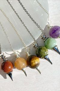 Best Quality Natural Healing <b>Crystals</b> 7Chakra <b>Set</b> Of Reiki Ball Dowsing Pendulum wholesale pendulum For sale - Product Image 2