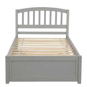 Letto a piattaforma in legno per una persona con letto estraibile, colore grigio - Product Image 6