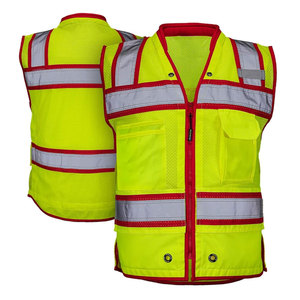Hi Vis Reflective Waterproof Safety Vest Custom Logo Front Pocket Workwear Vest <b>Jackets</b> for Construction <b>Worker</b> - Product Image 5
