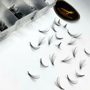 Extensions de cils pré-faits tendance, effet wispy 5D/7D/9D, faits à la main, naturels, longs, noir mat, en fibres synthétiques PBT, logo personnalisé - Product Image 3