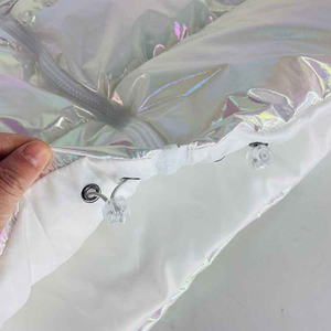 Chaleco Acolchado para Mujer con Cuello Alto, Cierre de Cremallera, Bordado, Forro de Piel, Color Sólido, Ropa Exterior Informal, Corto, Impermeable, OEM ODM - Product Image 6