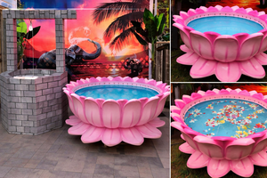 Fontaine d'eau Royal White Lotus pour la décoration d'entrée de mariage, décoration élégante pour événements de mariage, fontaine en fibre de verre, eau, USA - Product Image 3