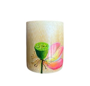 Pot à crayons artisanal en bambou, fait main, écologique, design floral culturel, organisateur de bureau, fournitures de bureau. - Product Image 1