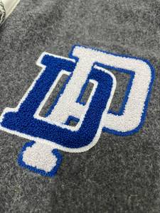 Personalized Chenille Varsity <b>Jacket</b> Front Patch Still Standing 1993 Design <b>Men's</b> Gray/White/Blue Custom Sublimation Printing - Product Image 5