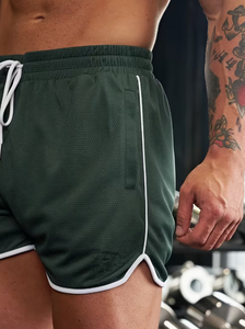 <b>Men</b> <b>White</b> Solid Color Board <b>Shorts</b> Mid Waist Drawstring Quick Dry Casual Swim Trunks with Pockets - Product Image 5