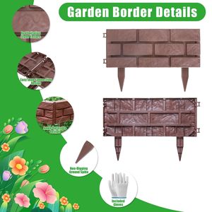 12 Pezzi Bordura da Giardino Effetto Pietra in PP Resistente alle Intemperie, Recinzione Flessibile per Paesaggistica, Bordo Decorativo per Prato, Vialetti e Aiuole - Product Image 4