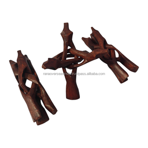 Trípode Plegable de Madera para Espacios de Meditación, Base para Bola de Cristal y Soporte para Conchas Marinas Naturales, Tallado a Mano, Artesanía en Madera - Product Image 2