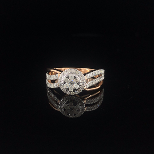Anillo de Compromiso de Oro Rosa Sólido de 14k para Mujer con 60 Diamantes Laterales, Corte Brillante, Estilo Clásico, Color H, Diamantes Naturales GGL - Product Image 3