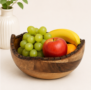 Tazón de Madera de Mango Hecho a Mano con Borde de Corteza Natural, Ecológico y Sostenible, para Frutas y Ensaladas - Product Image 4