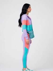 Conjunto Deportivo de 2 Piezas para Mujer, Sudadera con Capucha y Cierre de Cremallera 2 en 1 en Colores Pastel y Leggings, Ligero, de Poliéster/Algodón, con Bolsillos Laterales - Product Image 2