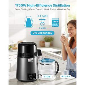 1750W casa controsoffitto acqua 4L 1.1 gallone purificatore di acqua pura in acciaio inox interno pentola di vetro grigio acqua distillata - Product Image 2