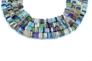 Multi Gemstone Smooth <b>Heishi</b> Square Shape Beads 5-5.5 mm Versatile Stone Beads - Product Image 2