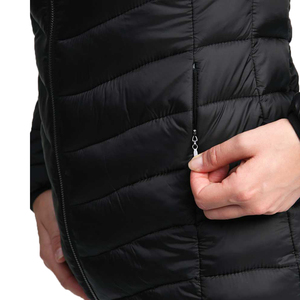 Women's Winter <b>Quilted</b> <b>Jacket</b> Hooded Full Sleeve Zipper Closure Solid Black Puffer Coat Regular Length Warm Outerwear - Product Image 3