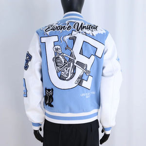 Custom <b>Varsity</b> <b>Jacket</b> <b>Men</b> Leather Sleeve Embroidered Letterman <b>Jacket</b> Hip Hop Streetwear <b>Bomber</b> <b>Jacket</b> - Product Image 3