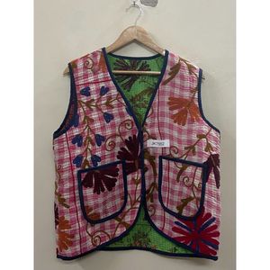 Beautiful Vintage <b>Women</b> Hand Embroidered Floral V Neck kantha suzani <b>vest</b> with covered button high quality <b>women</b> ethnic <b>vest</b> - Product Image 6