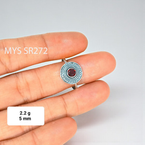 แหวนเงินแท้ 925 ประดับพลอยโกเมนทรงกลมสำหรับผู้หญิง แหวนทำมือสไตล์โบโฮ เหมาะสำหรับใส่ทุกวันและเป็นของขวัญ - Product Image 2