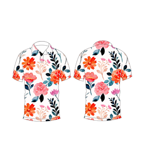 Polo con estampado floral en acuarela blanca para hombre, camiseta informal de verano con flores de color rosa y naranja - Product Image 6