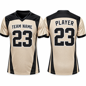 Maillot de football américain personnalisé, sublimé, à manches courtes, col en V, respirant, en maille, uniforme d'équipe, nom et numéro personnalisés - Product Image 1