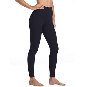 High Waist Knee-Length Leggings Women's Solid Color Stretchy Yoga <b>Pants</b> Breathable Anti-Bacterial Soft Knitted Seamed 220g - Product Image 1