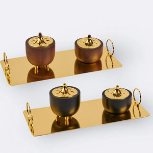 Luxury incense <b>burner</b> premium incense holder designer incense holder gold rim bakhoor <b>burner</b> blue and white bakhoor <b>burner</b> - Product Image 4