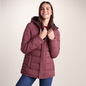 Chaqueta acolchada para mujer con capucha y cremallera, abrigo de invierno impermeable y cortavientos, ropa exterior informal, chaqueta acolchada tipo burbuja para mujer. - Product Image 4