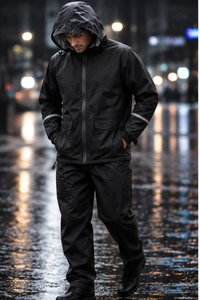 Ensemble imperméable pour homme, noir, % polyester, léger, personnalisable, veste et pantalon à manches longues, pour toutes les saisons, en plein air - Product Image 6