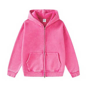 Sweat-shirts à capuche pour enfants, style streetwear personnalisé, entièrement zippés, en polaire de haute qualité, avec impression en relief, épais - Product Image 1