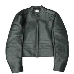 Unisex Brown PU <b>Leather</b> Moto <b>Jacket</b> Stand Collar Zipper Closure Slim Fit <b>Winter</b> Waterproof Breathable Eco-Friendly - Product Image 1