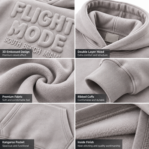 Flight Mode South <b>Beach</b> Miami Embossed Hooded Fleece Sweatshirt Unisex Oversized Casual Winter Wear 100% Cotton Vintage - Product Image 5