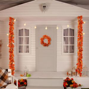 Paquete de 12 Guirnaldas de Hojas Otoñales para Decoración de Habitaciones, Hojas Artificiales de Hiedra Roja y Arce, Guirnaldas Colgantes de Otoño, Decoración de Paredes de Dormitorios, Plantas Verdes - Product Image 2