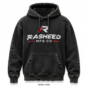 Heavy Design Distressed Hoodie <b>Vintage</b> Washed Streetwear <b>Oversized</b> Loose Fit Pullover Cotton Hooded <b>Sweatshirt</b> For Men Style - Product Image 2