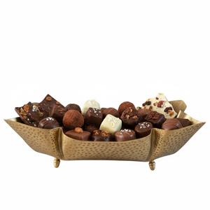 Plateau à chocolat rond en métal doré de qualité supérieure, fait main, pour hôtel, table, occasions spéciales - Product Image 3