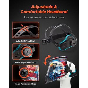 Casco per saldatura auto-oscurante 10x8 cm True Color a energia solare con 4 sensori di arco, ampia scala di oscuramento 1/1/1/1 - Product Image 5